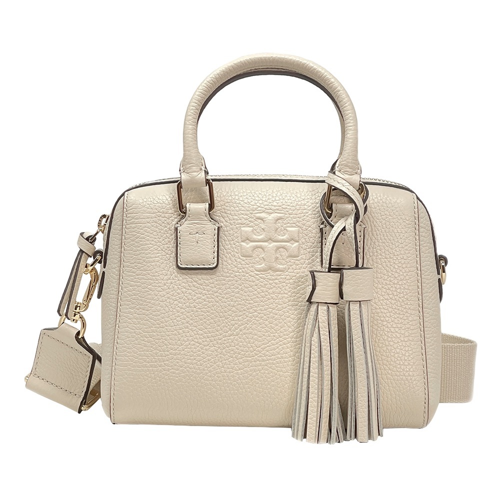 Tory Burch Cream Leather Tassel Satchel